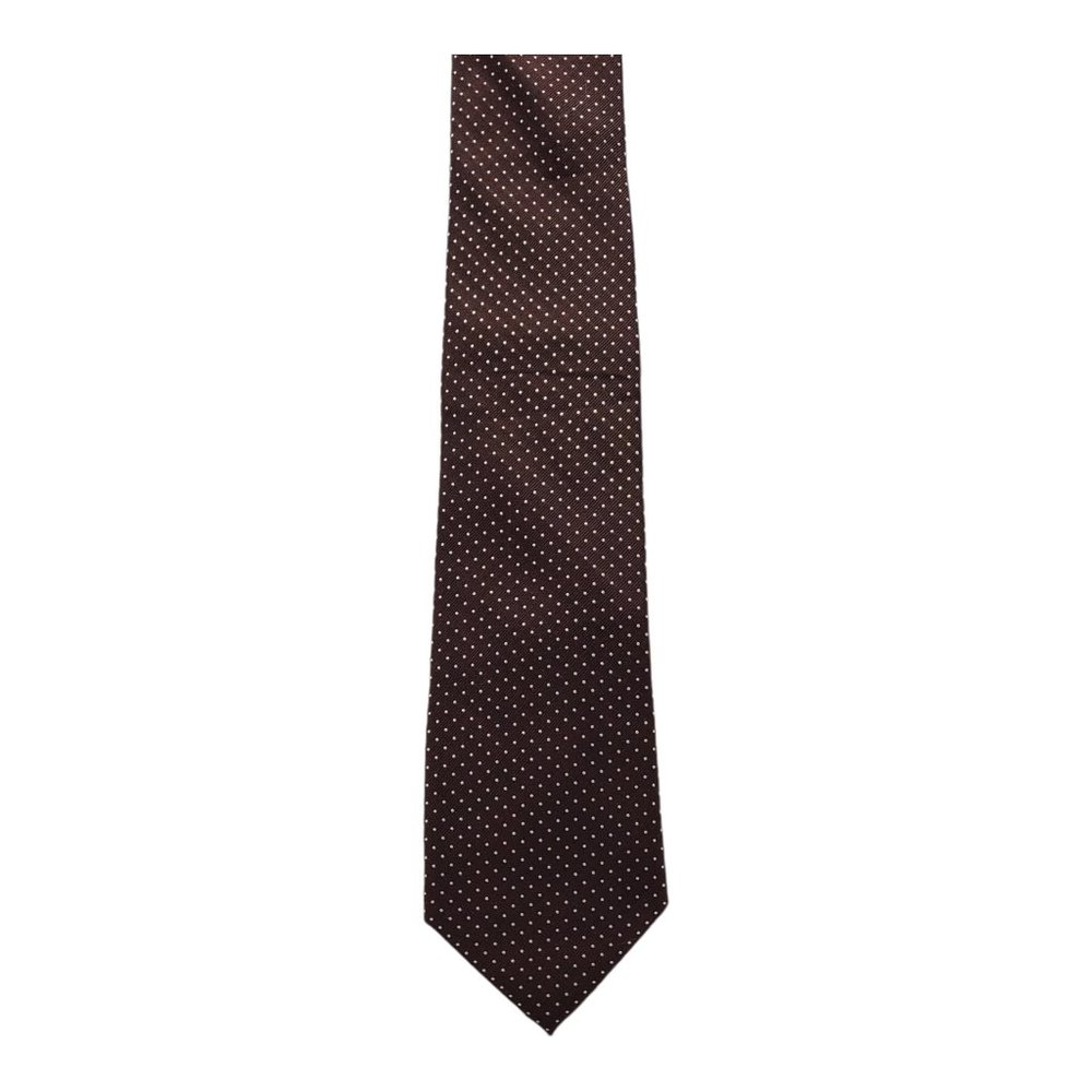 Tommy Hilfiger Pin Dots Pattern Brown 100% Silk Necktie